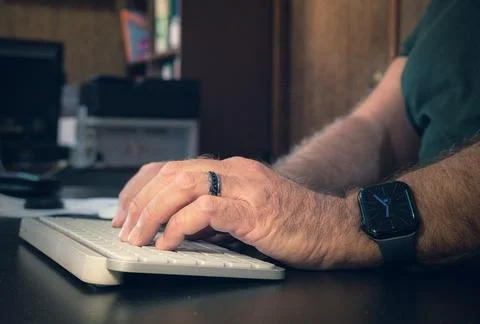 Working on my office computer Foto stock