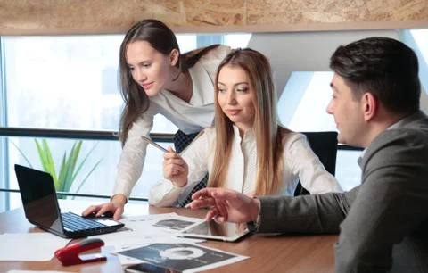 Working at netbook Stock Photos