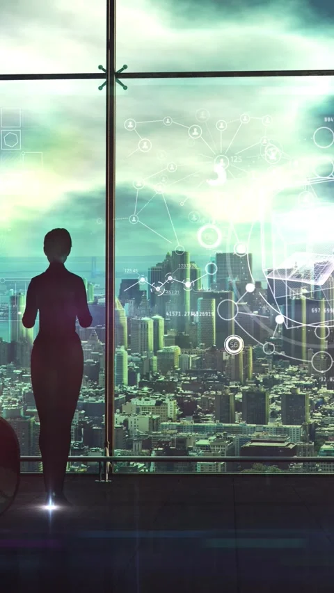 Working with a network data array, 3D render Stock Footage 291909055