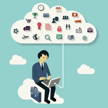 Working with network Stock Illustration