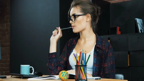 Working in office alone concept Stock Footage 92102665