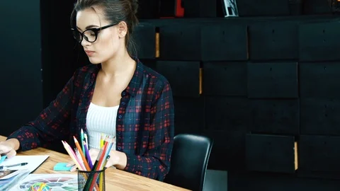 Working in office alone concept Stock Footage 92104804