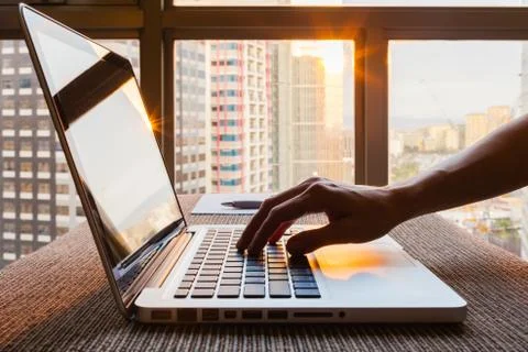 Working in the office on computer Stock Photos