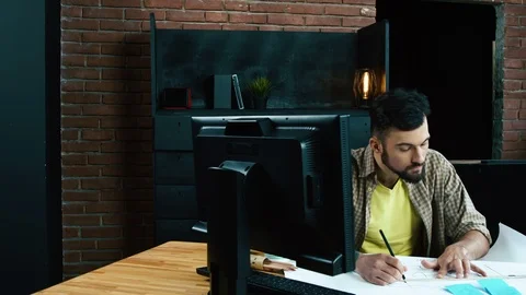 Working in office in pair Stock Footage 92143608