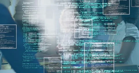 Working in office, person creating animation with computer code on screen Stock Footage 329365351