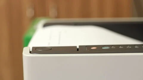 Working Office Printer macro dolly shot Stock Footage 234786246