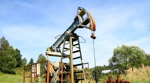 Working oil pump on the blue sky Stock-Footage 54042779