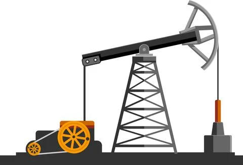 Working Oil Pump Jack Petroleum Extraction Industry Stock Illustration