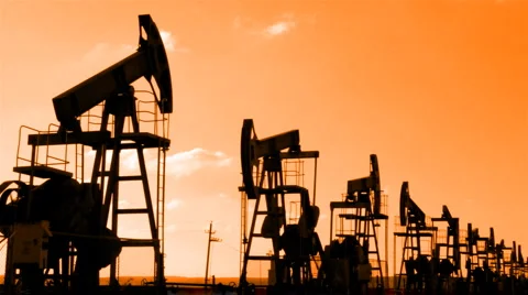 Working oil pumps Stock Footage