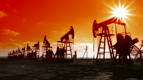 Working oil pumps Stock Footage