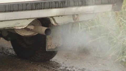 Working Old Car Exhaust close up Stock Footage 234815751