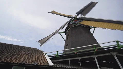 Working old-fashioned windmill Stock-Footage 96011938