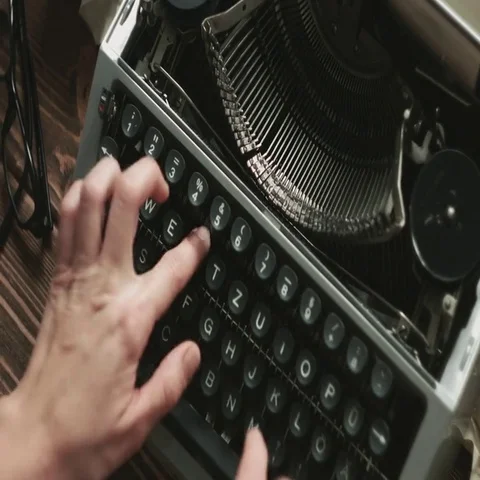 Working on old typewriter Stock Footage 69545200