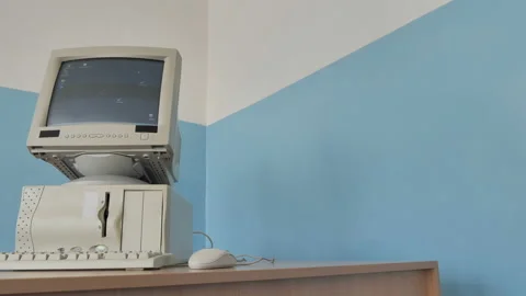 Working On Old Vintage Pc From The 80S 90S Stock Footage 126587784