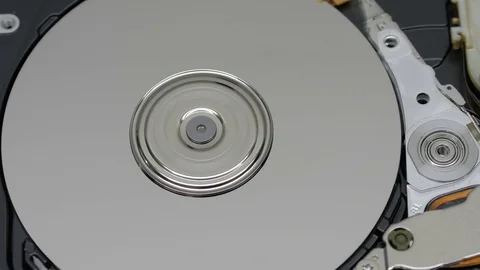 Working open hard drive spinning . Top close up view Stock Footage 74118210