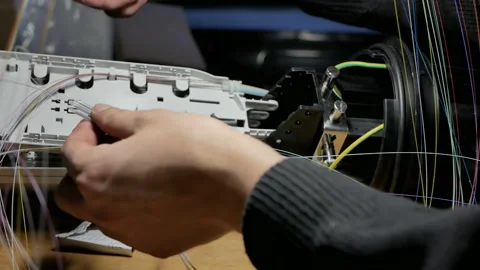 Working with optical fiber Stock Footage 85815200