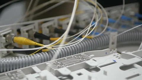 Working with optical fiber Stock Footage 97660043