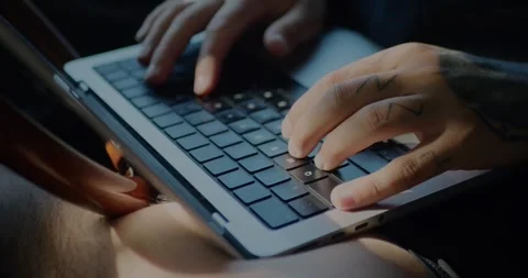 Working Or Studying On Laptop. Close-Up Of Male Hands... 库存影片 331307524