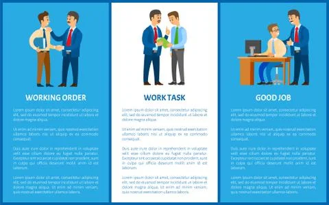 Working Order and Work Task, Good Job. Instruction Illustrazione stock