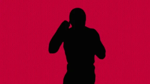 Working out boxer. A fight with a shadow. Stock Footage 88531634