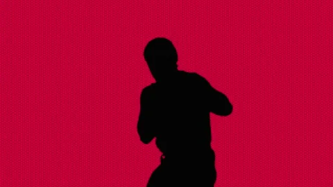 Working out boxer. A fight with a shadow. Stock Footage 88531669