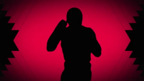 Working out boxer. A fight with a shadow. Stock Footage 88532802