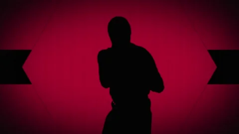 Working out boxer. A fight with a shadow. Stock Footage 88533412