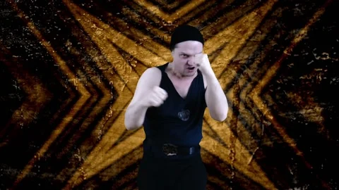 Working out boxer. A fight with a shadow. Stock Footage 88544192