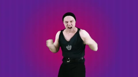 Working out boxer. A fight with a shadow. Stock Footage 88548320