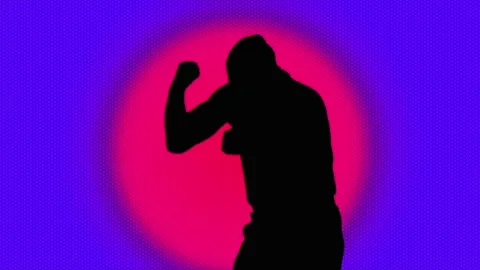 Working out boxer. A fight with a shadow. Stock Footage 88672646