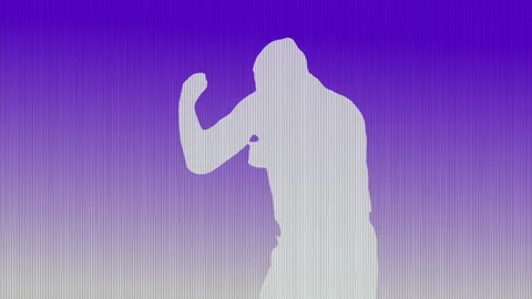 Working out boxer. A fight with a shadow. Stock Footage 89364562