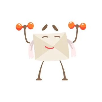 Working Out Humanized Letter Paper Envelop Cartoon Character Emoji Illustration Stock Illustration