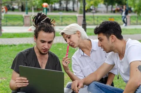 Working Outdoors with Technology Stock Photos