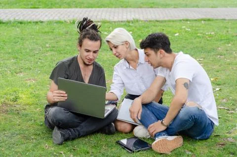 Working Outdoors with Technology Stock Photos