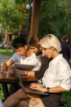 Working Outdoors with Technology Stock Photos