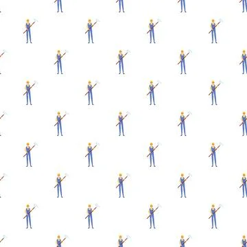 Working painter illustrating seamless repeating pattern for renovation Illustrazione stock