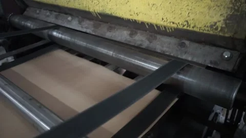 Working Paper Roll Cutting Machine At A Paper Factory Stock Footage 138312634
