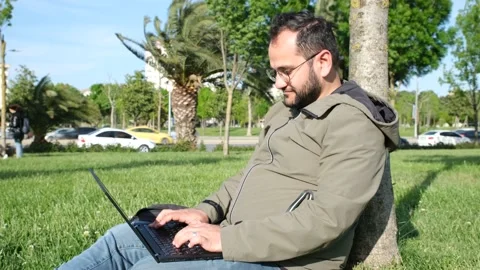 Working in park Stock Footage 196936696