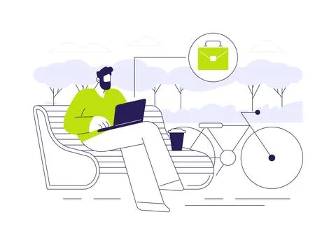 Working in the park isolated cartoon vector illustrations. Stock Illustration