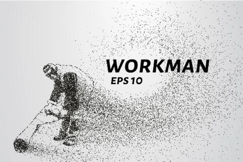 Working of the particles. Work consists of small circles and dots. Vector i.. Illustrazione stock