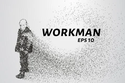 Working of the particles. Working in a helmet that consists of points and c.. Stock Illustration