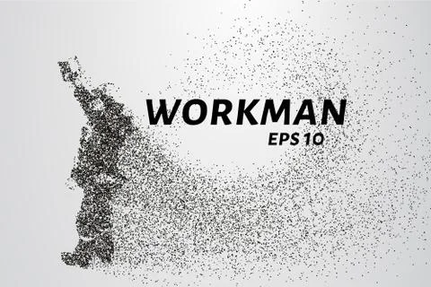 Working of the particles. Working in a helmet that consists of points and c.. Stock Illustration