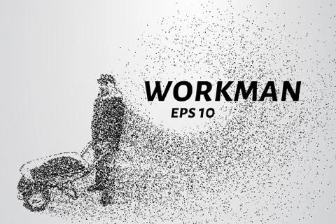 Working of the particles. Working in a helmet that consists of points and c.. Stock Illustration