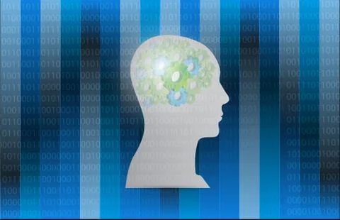 Working people over a binary illustration 스톡 일러스트