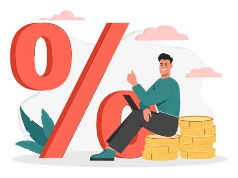 Working on percentage Illustrazione stock