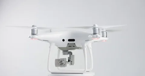 Working phantom 4 on a turning on platform Stock Footage 76995634
