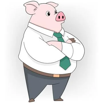 Working pigs wearing clothes going to the office Stock Illustration