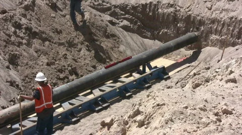 Working on a Pipeline Video stock 113126