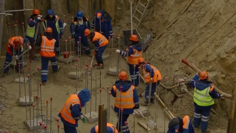 Working in the pit at work Stock Footage 70984338