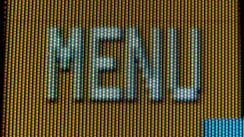 Working pixels in the screen color TV, with a video playback close up. The menu Stock Footage 145913910